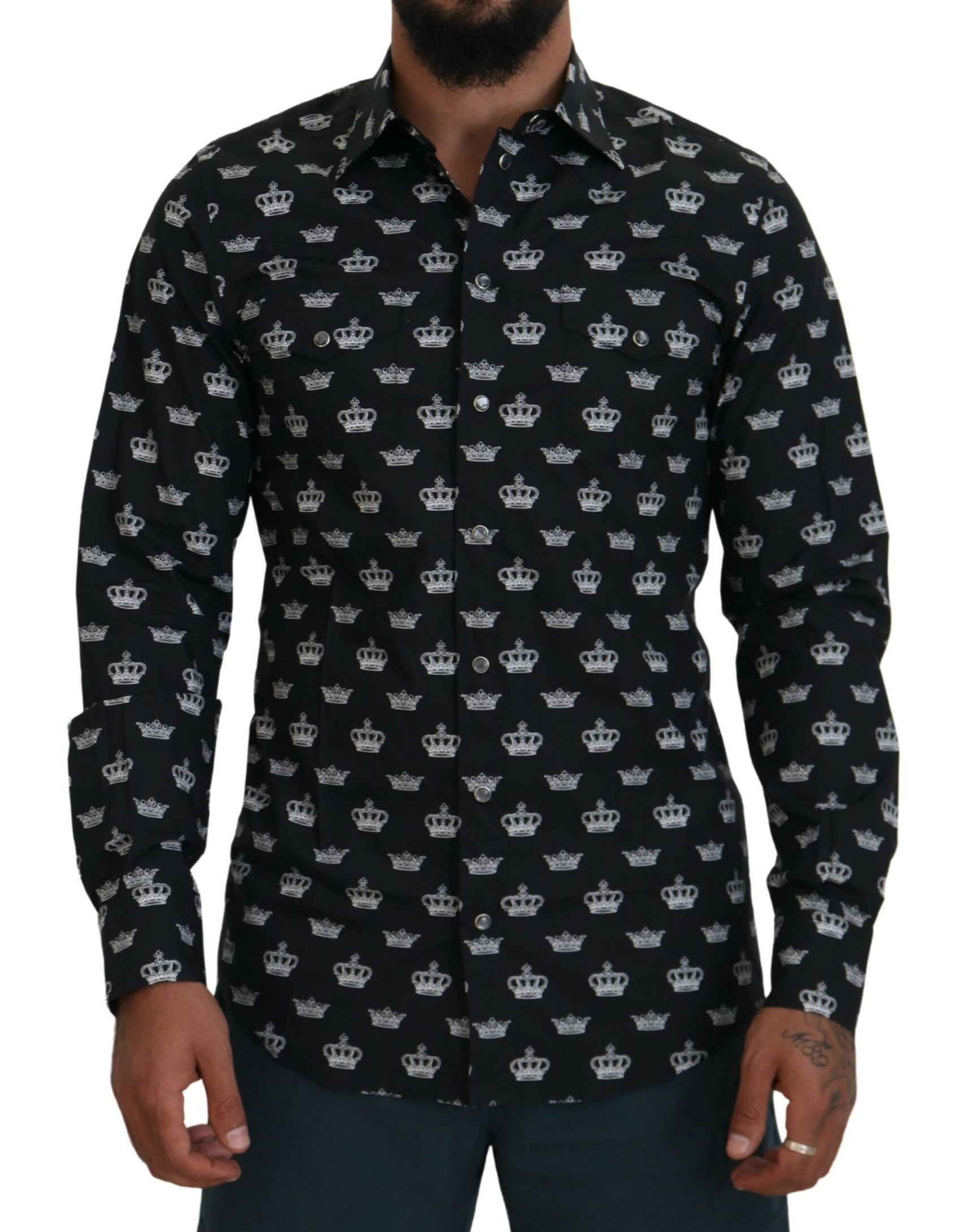 Elegantes Slim Fit-Hemd mit Kronen-Print