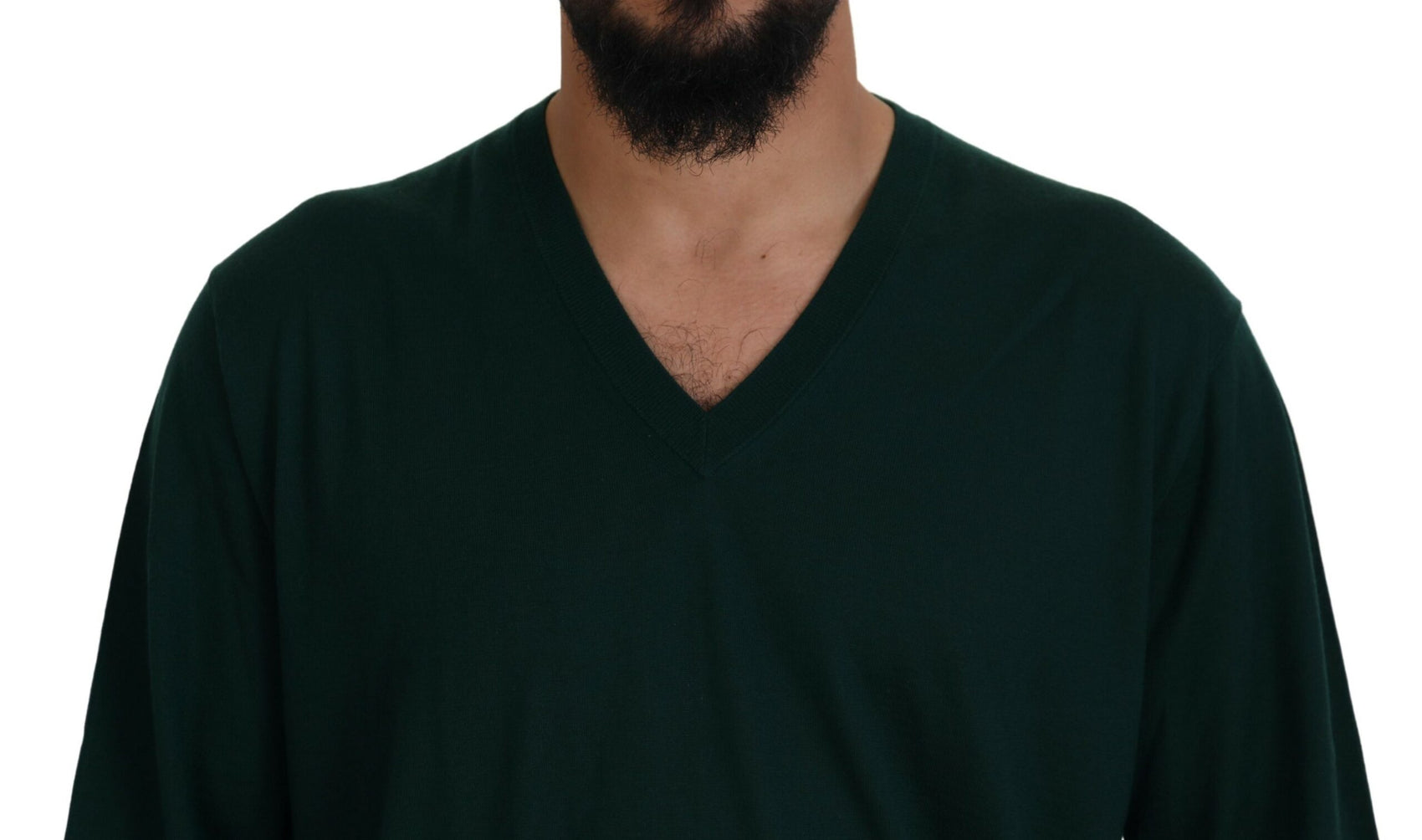 Elegante maglione in cashmere con scollo a V verde