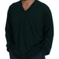 Elegante maglione in cashmere con scollo a V verde
