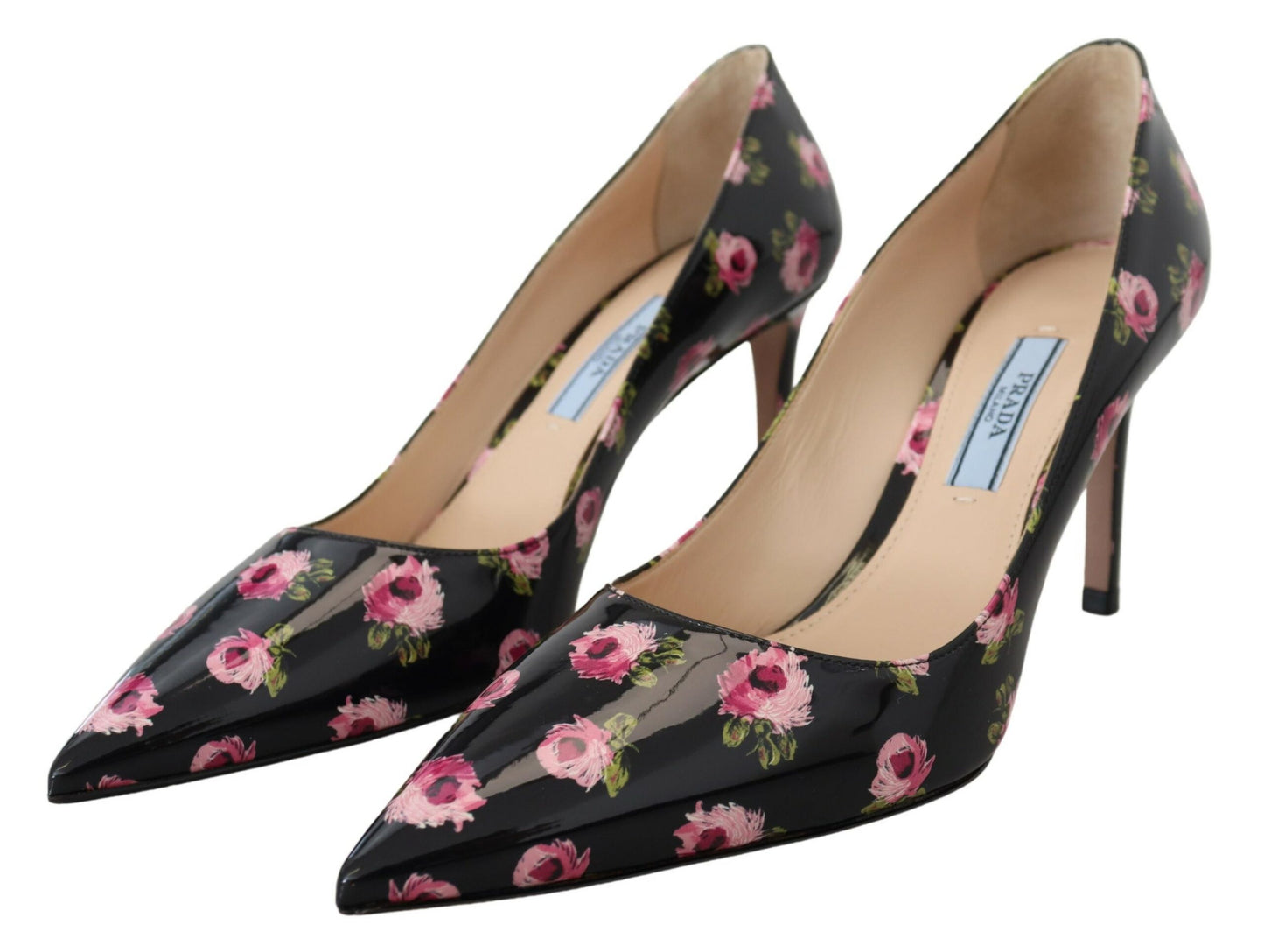 Elegant Floral Print Leather Pumps