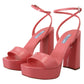 Chic Pink Patent Leather Platform Sandals