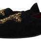 Black Gold Crystal Sequined Loafers