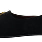 Black Gold Crystal Sequined Loafers