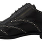 Elegant Studded Black Derby Shoes