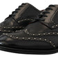 Elegant Studded Black Derby Shoes