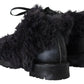 Black Leather Shearling Ankle Boots