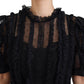 Dolce & Gabbana Black Lace Trim A-line Mini Nylon Dress