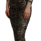 Elegantes, figurbetontes Midikleid mit Leopardenmuster