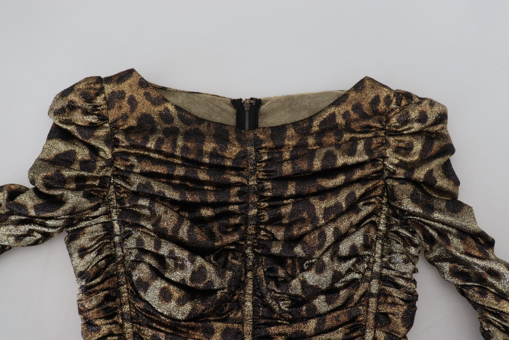 Elegante abito midi aderente con stampa leopardata