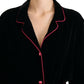 Elegant Black Silk-Blend Jacket with Waist Belt