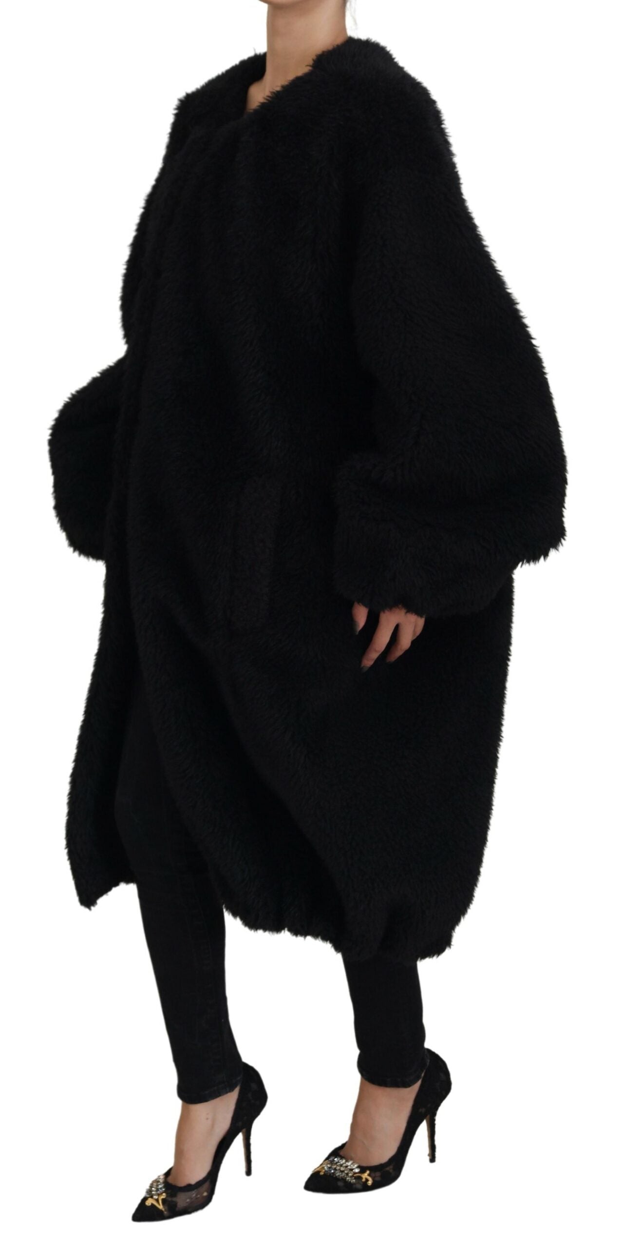 Elegante soprabito in misto cashmere nero