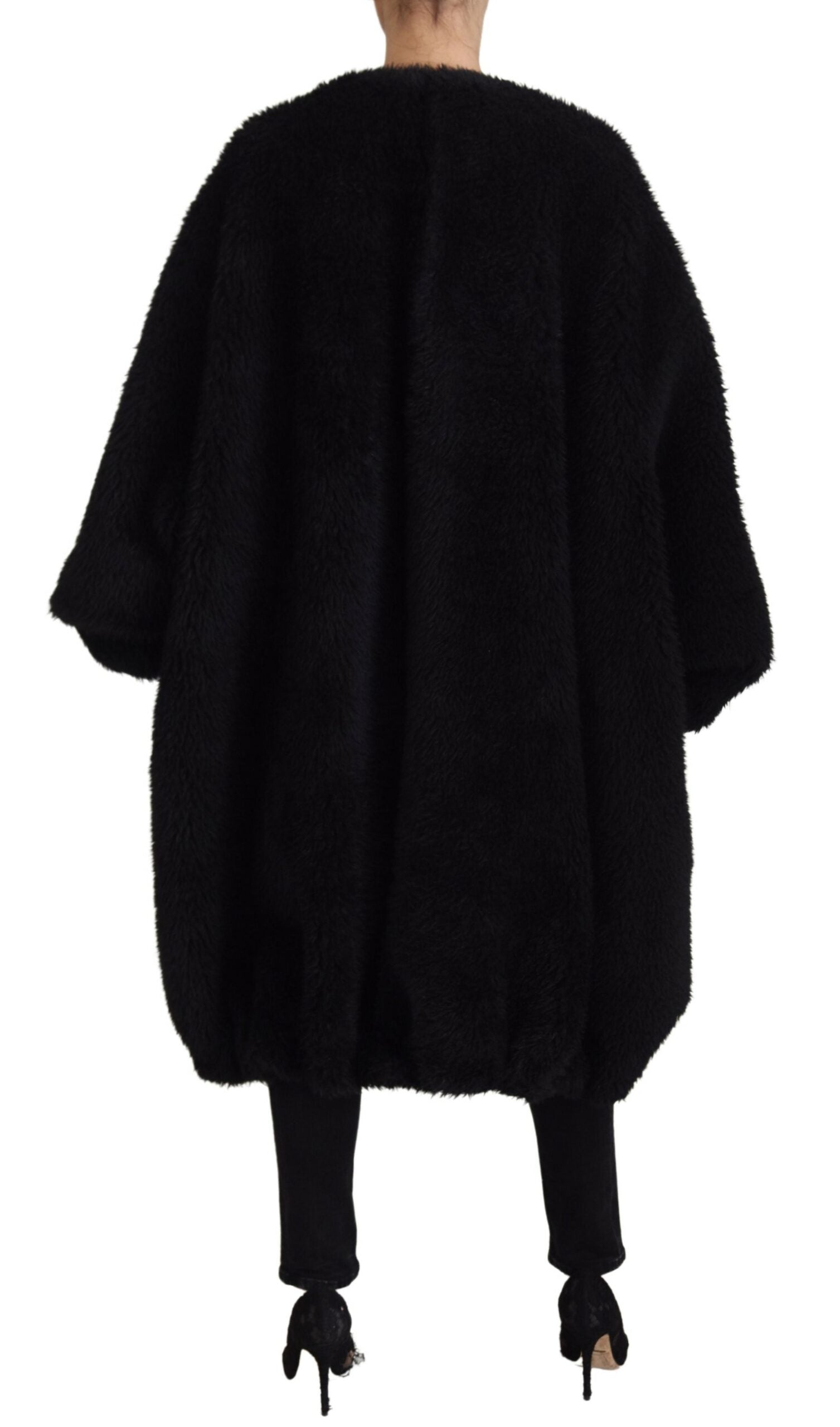 Elegante soprabito in misto cashmere nero
