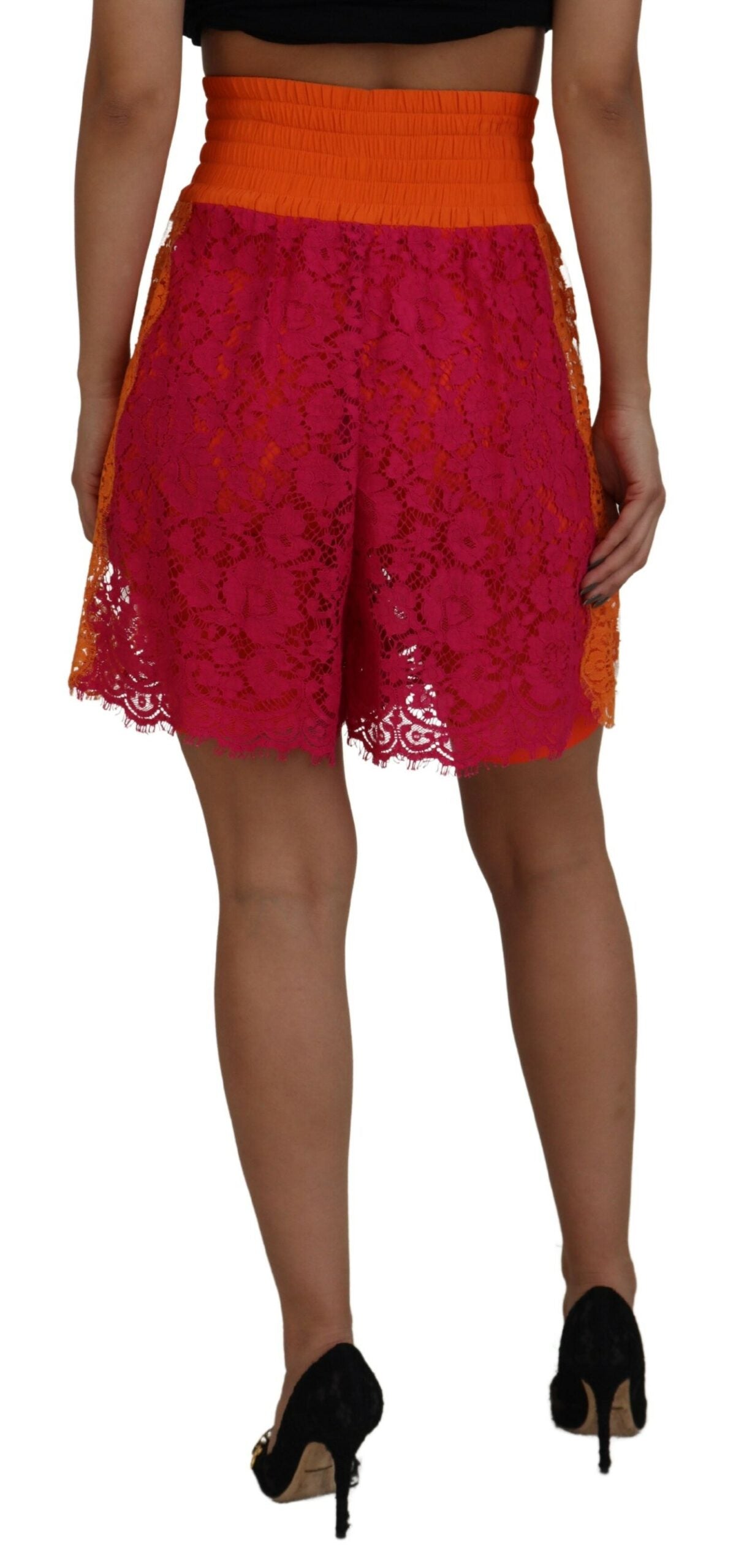 Elegante High-Waist-Shorts aus Spitze in zweifarbigen Farben