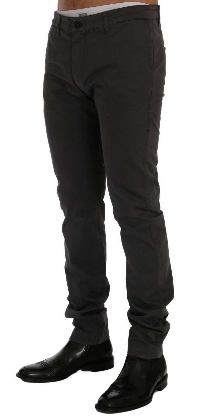 Pantaloni eleganti slim fit in cotone grigio