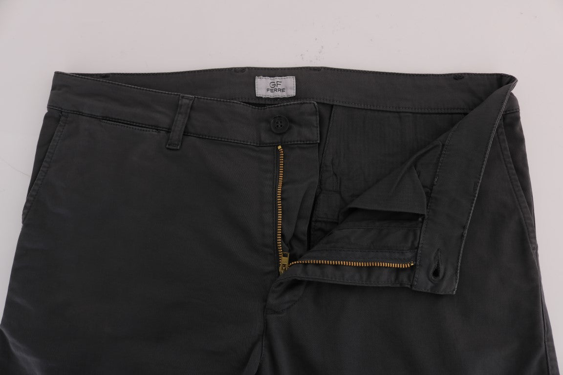 Pantaloni eleganti slim fit in cotone grigio