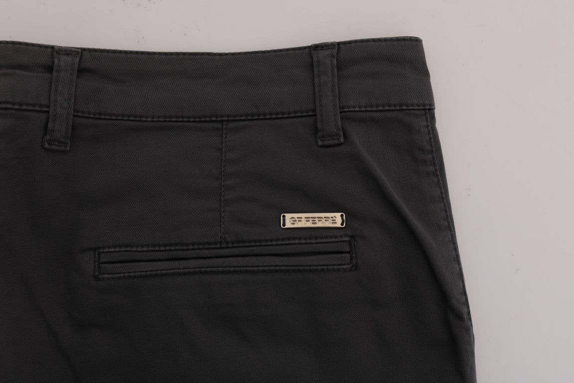 Pantaloni eleganti slim fit in cotone grigio