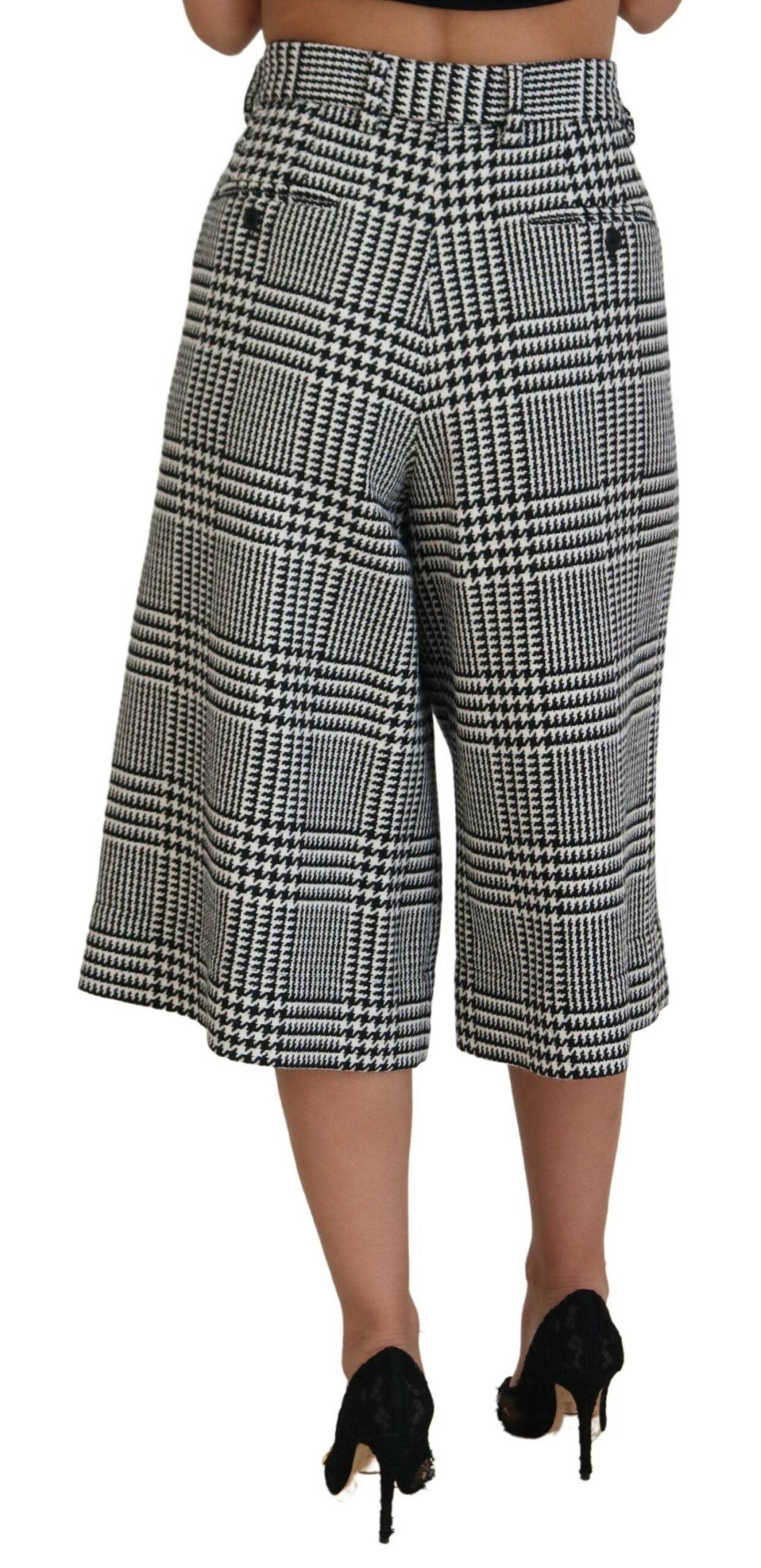 Elegante karierte Midihose mit hoher Taille