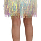 Iridescent Fringe Mini Skirt Mid Waist