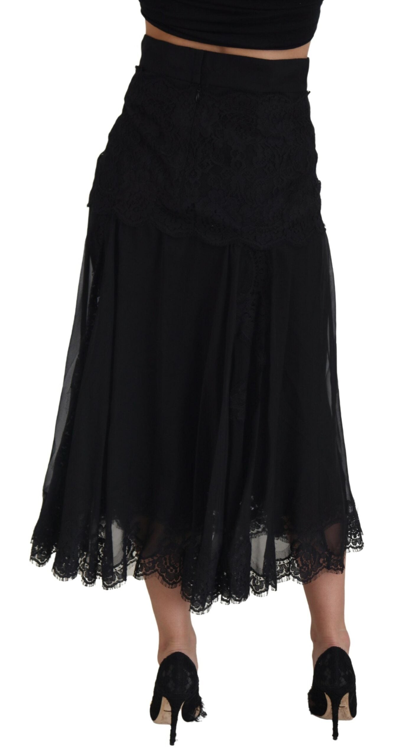 Gonna midi elegante a vita alta in misto seta