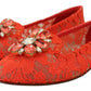 Elegant Lace Vally Flats in Coral Red