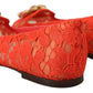 Elegant Lace Vally Flats in Coral Red