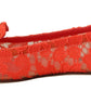 Elegant Lace Vally Flats in Coral Red