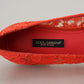 Elegant Lace Vally Flats in Coral Red