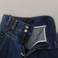 Eleganti jeans blu a vita alta
