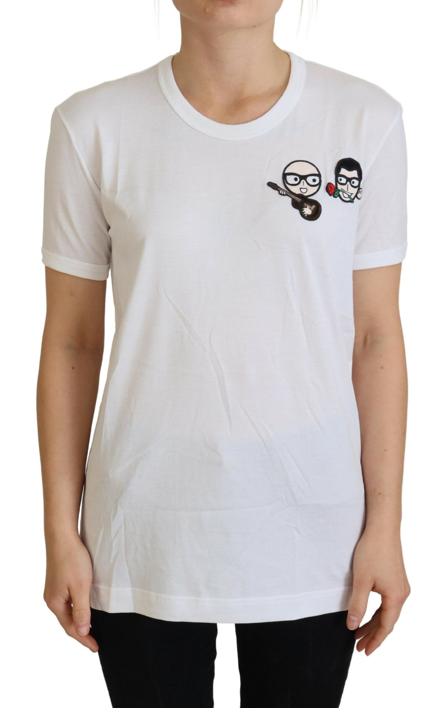 Elegante T-shirt girocollo bianca in cotone