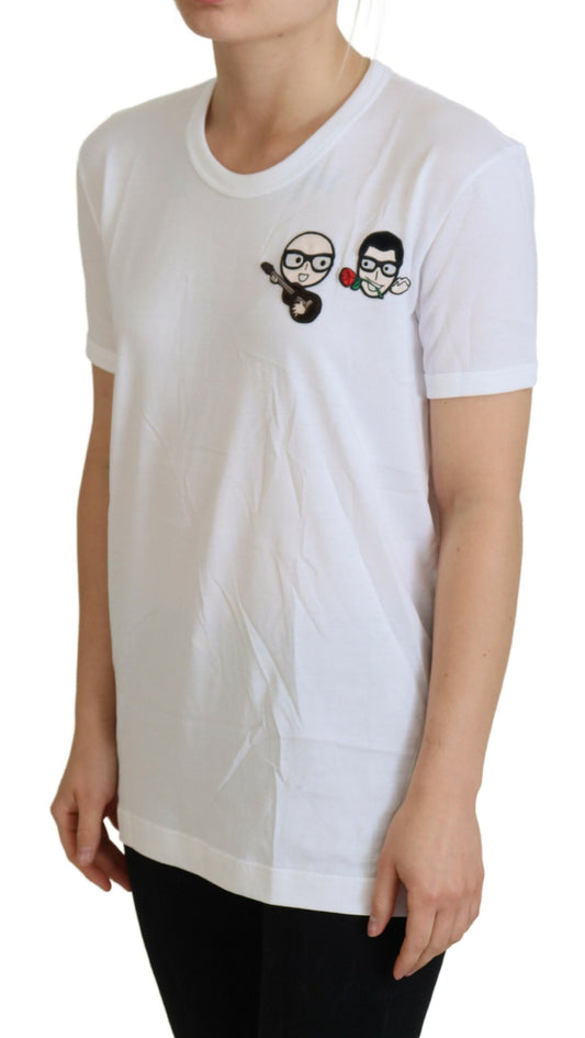 Elegante T-shirt girocollo bianca in cotone