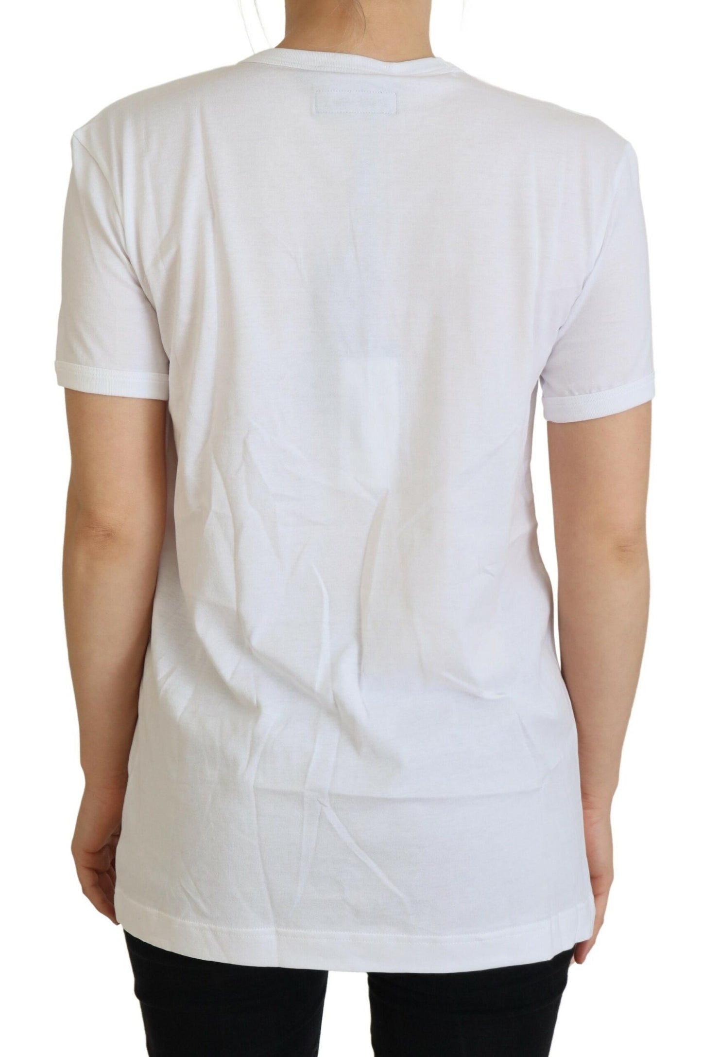 Elegante T-shirt girocollo bianca in cotone