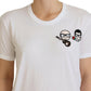 Elegante T-shirt girocollo bianca in cotone