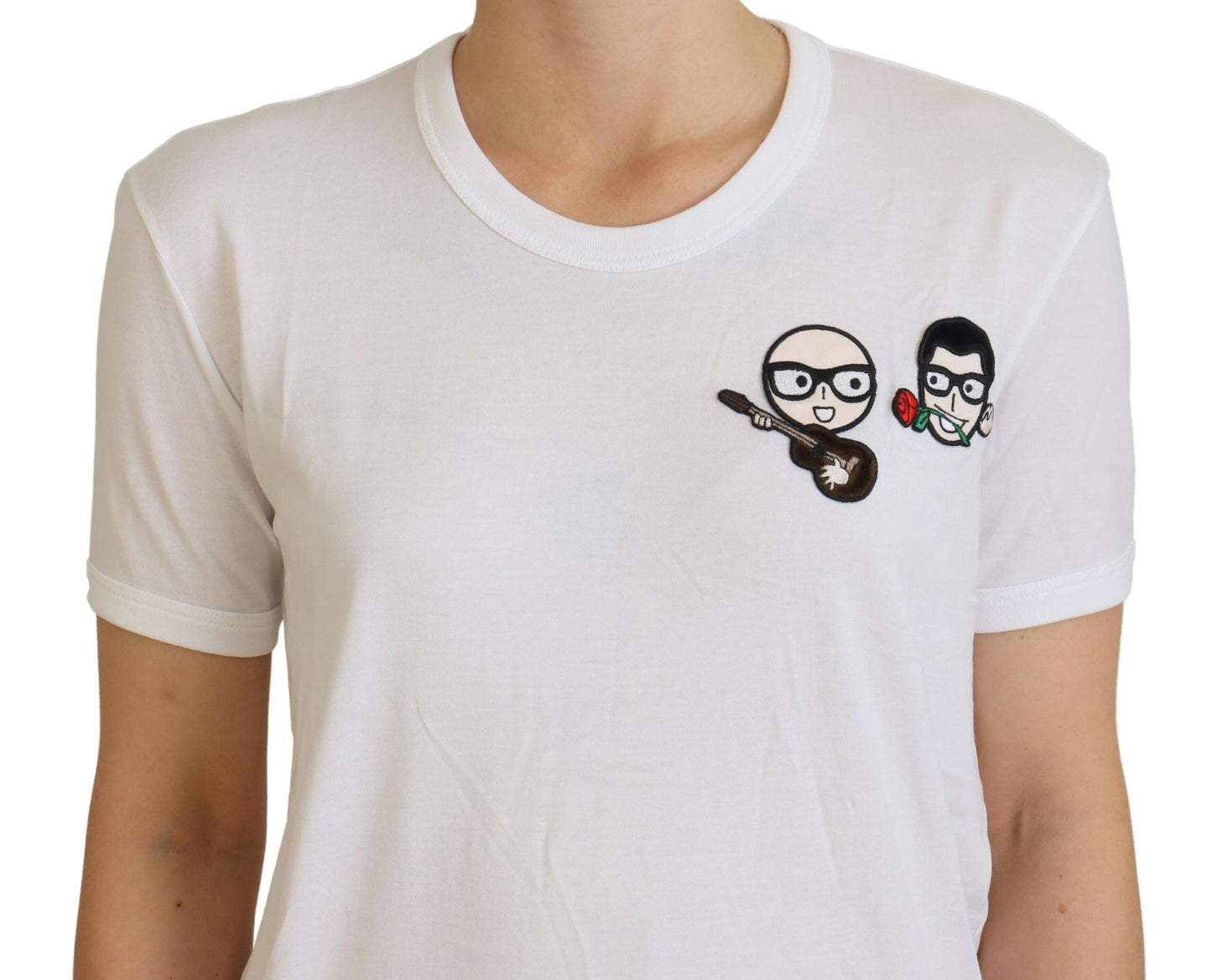 Elegante T-shirt girocollo bianca in cotone