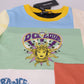 Rundhals-T-Shirt aus Baumwolle mit Patchwork-Print