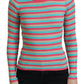Elegante pullover girocollo in seta a righe