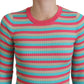 Elegante pullover girocollo in seta a righe