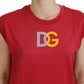 Dolce & Gabbana Red Cotton DG Logo Tank Top T-shirt