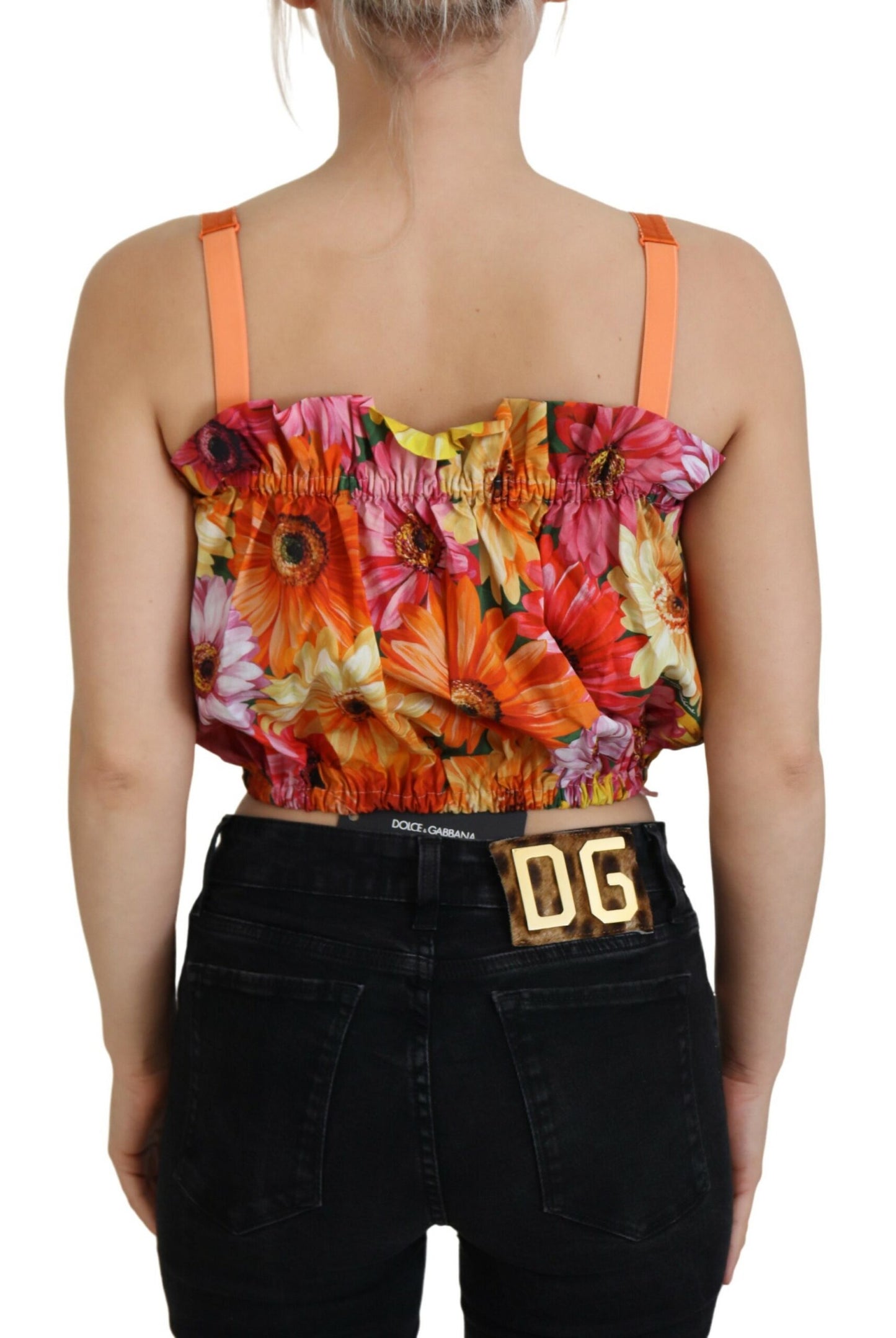 Ärmelloses Crop-Top mit floraler Eleganz