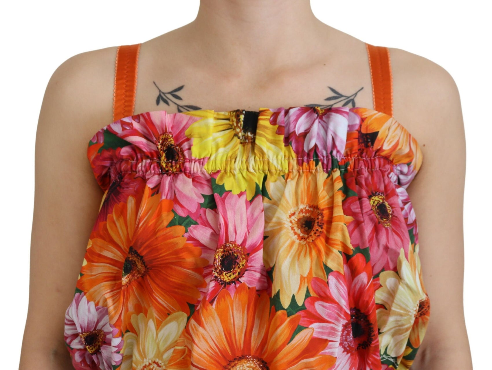 Ärmelloses Crop-Top mit floraler Eleganz