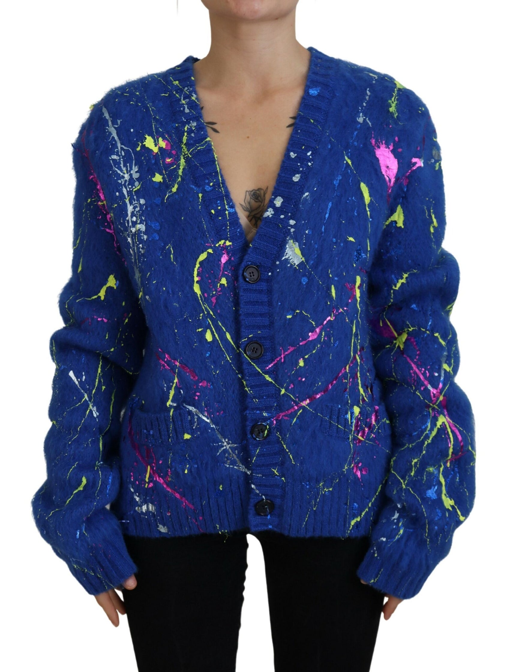 Elegante cardigan in mohair multicolore Splash