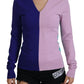 Maglione pullover multicolore con scollo a V
