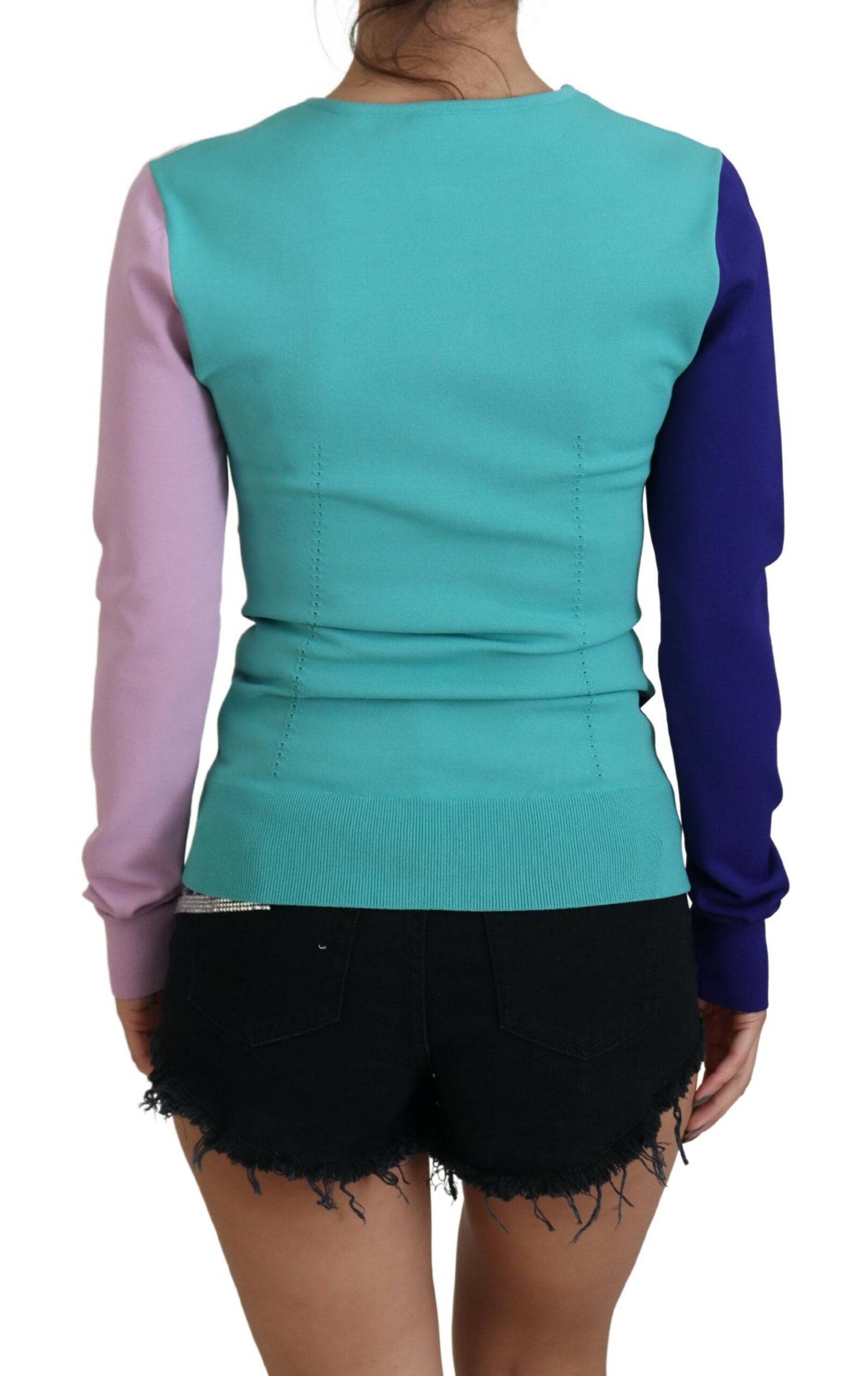 Maglione pullover multicolore con scollo a V