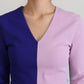 Maglione pullover multicolore con scollo a V