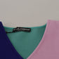 Maglione pullover multicolore con scollo a V