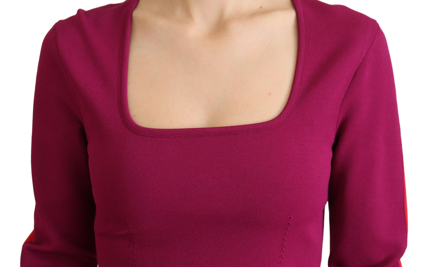Maglione pullover multicolore con scollo quadrato