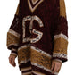Maglione pullover multicolore con scollo a V