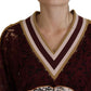 Maglione pullover multicolore con scollo a V