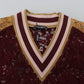 Maglione pullover multicolore con scollo a V