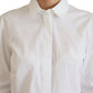 Dolce & Gabbana White Cotton Collared Long Sleeves Formal Top