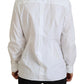 Dolce & Gabbana White Cotton Collared Long Sleeves Formal Top
